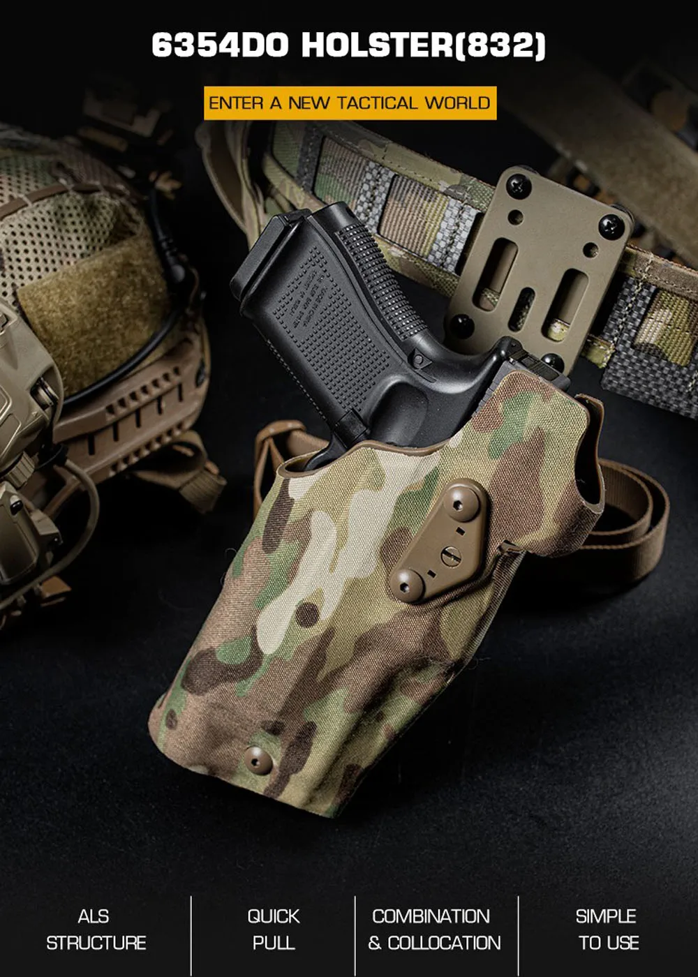 Tactical Holster for Glock Bearing Flashlight Coldre Store™ Premium